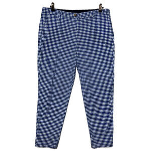 Talbots Pants Womens 14 Blue White‎ Gingham Plaid Girlfriend Chino Actual 36X27